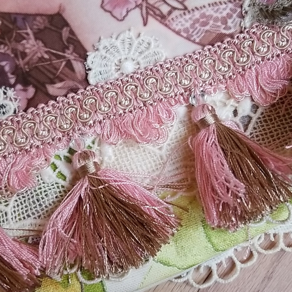 Hand Crafted Artisan Boho Gypsy Embellished Beaded Lace Crossbody Tote Bag - Picture 6 of 16